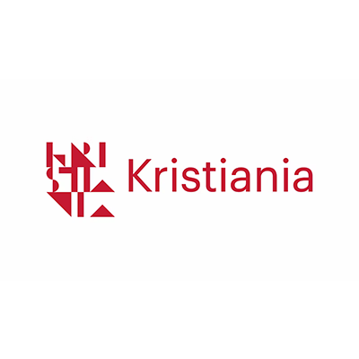 Kristiania sin logo i rød med hvit bakgrunn
